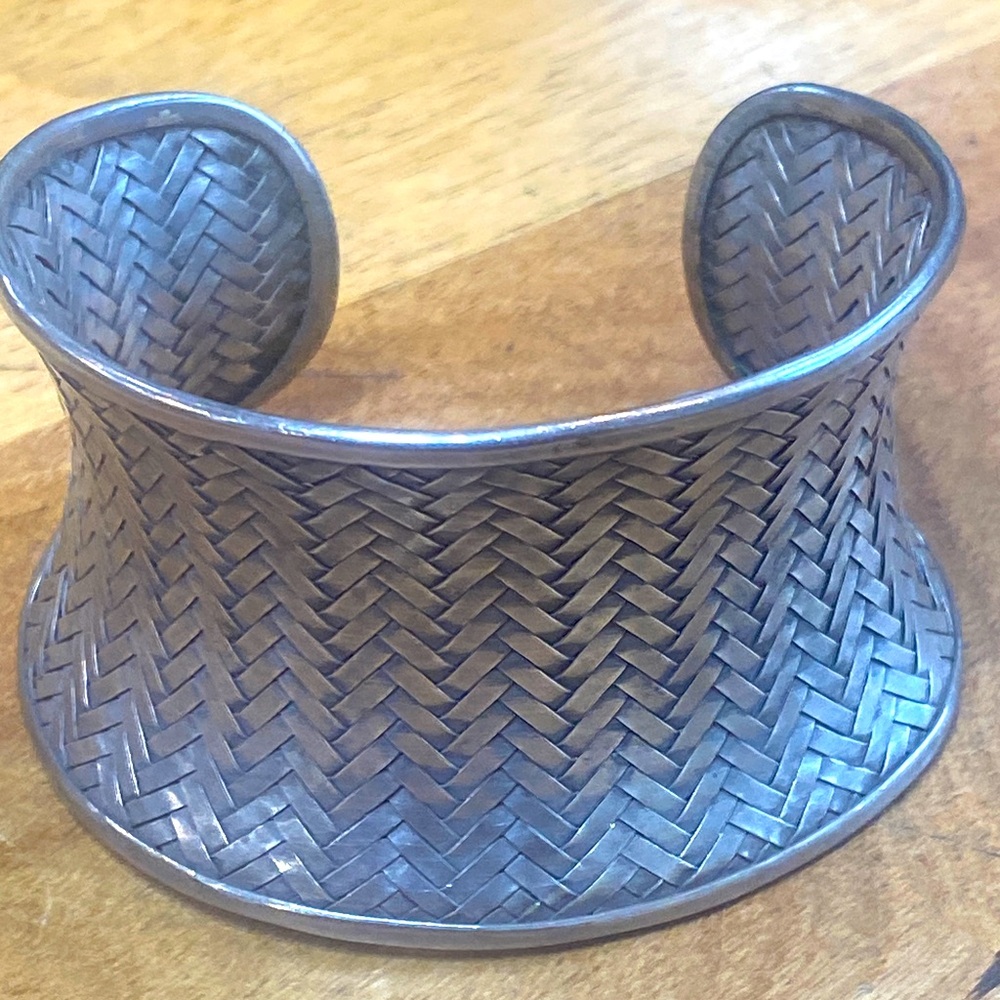 Large Pure Silver Woven Cuff Bracelet🌺